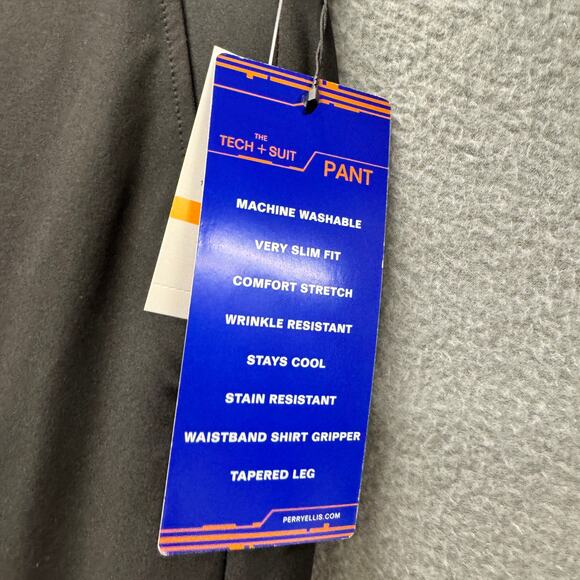 Perry Ellis Premium Pants Mens 33 UNHEMMED Black Tech + Suit Slim Fit NEW - Picture 8 of 11